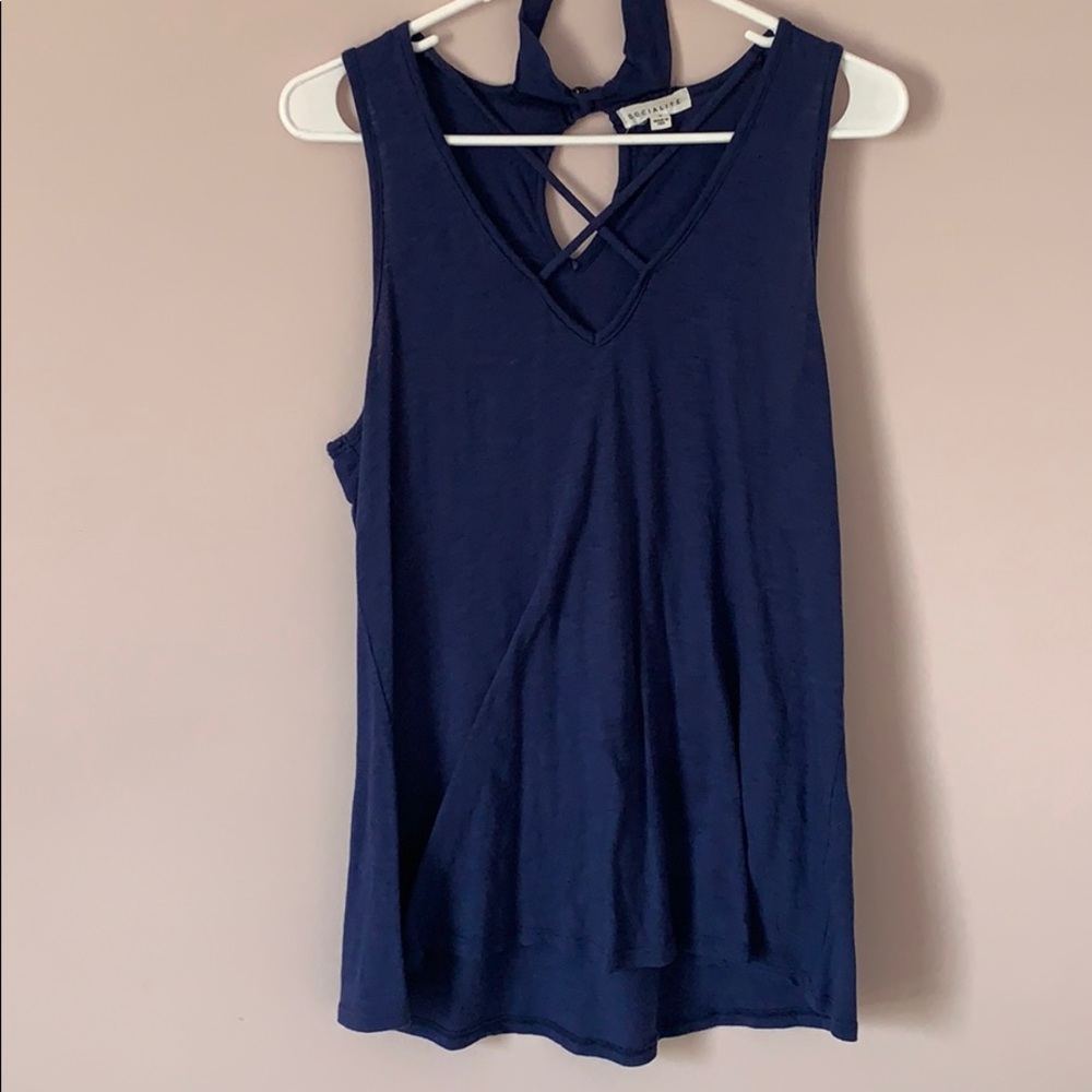 Blue cross over tank top